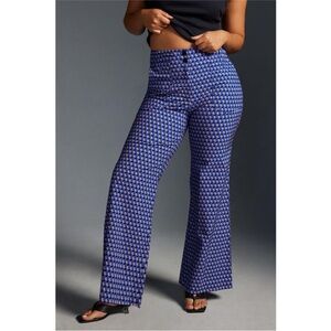 Anthropologie Geometric Blue Flare Pants